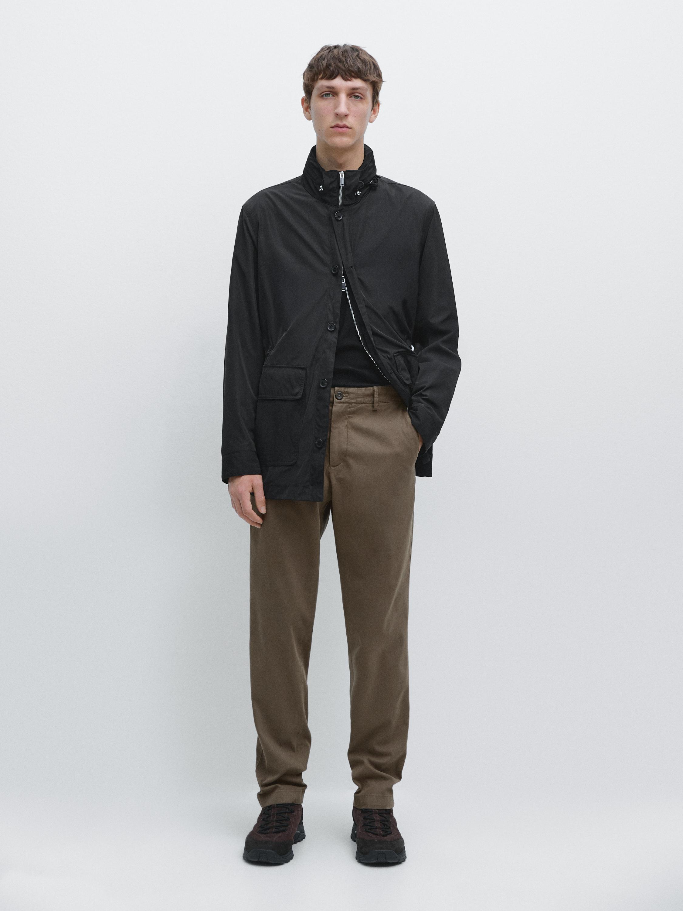 Slim-fit micro-textured trousers